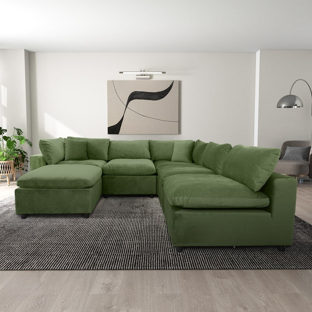 Laurel Olive Green Velvet Modular Sofa