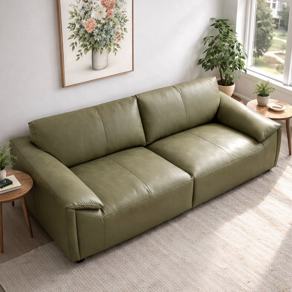 Lawson Olive Green Top Grain Leather Sofa