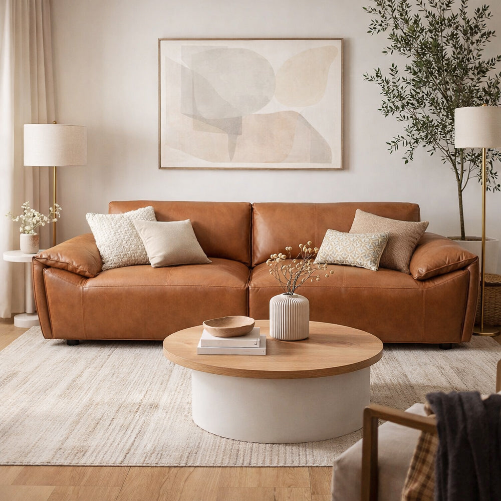 Lawson Tan Top Grain Leather Sofa