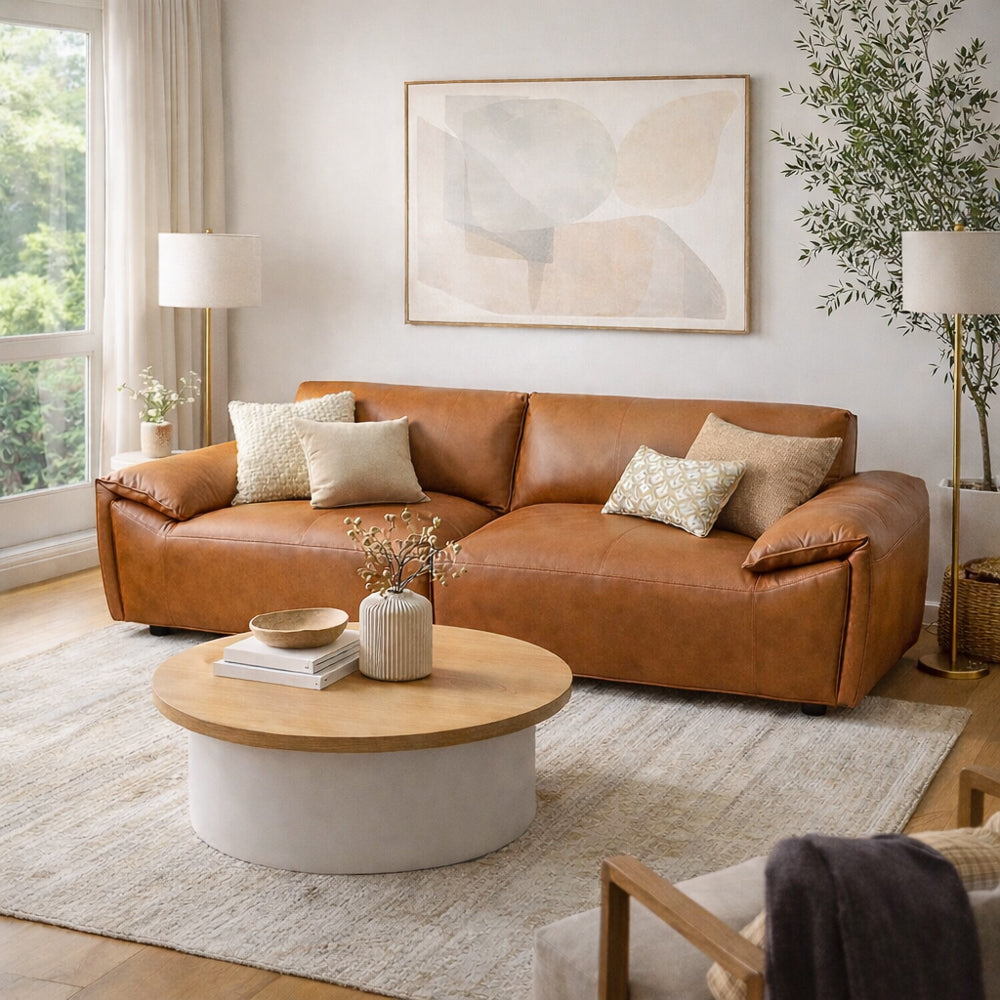 Lawson Tan Top Grain Leather Sofa