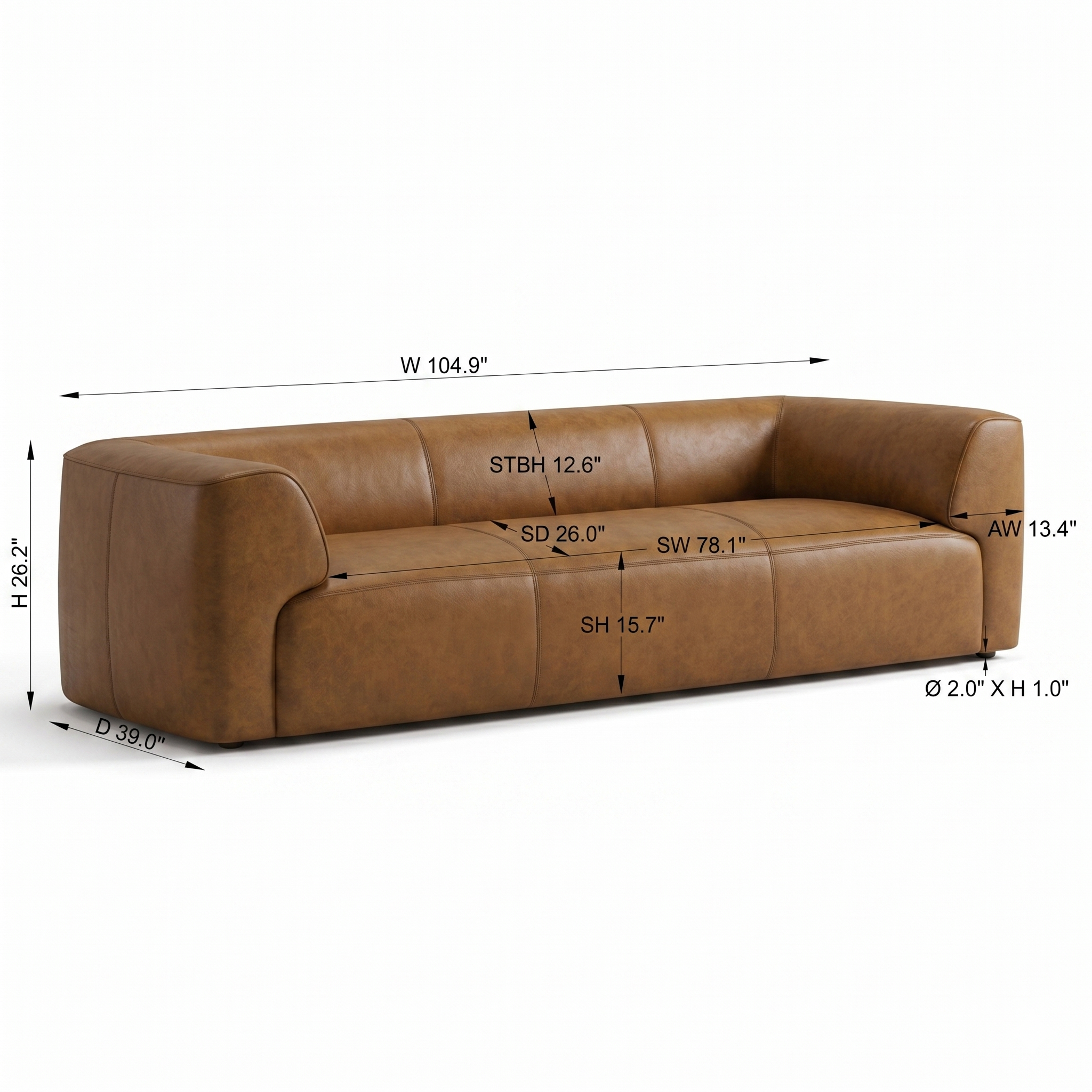 Leanne Tan Leather Sofa