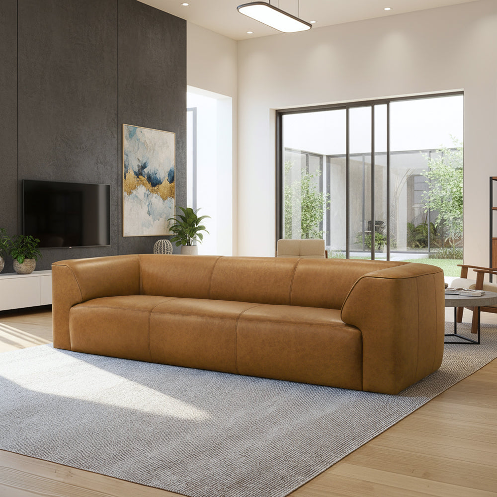 Leanne Tan Leather Sofa