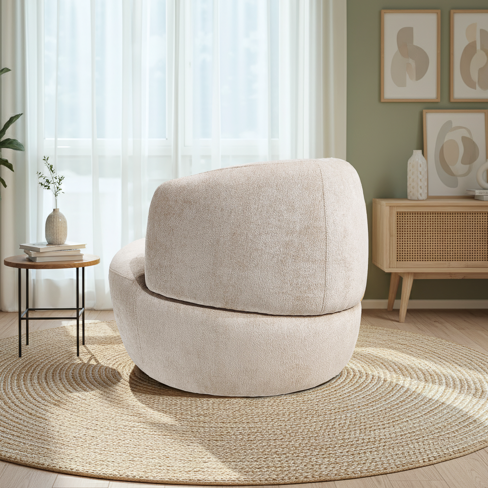 Lemon Sand Chenille Swivel Chair