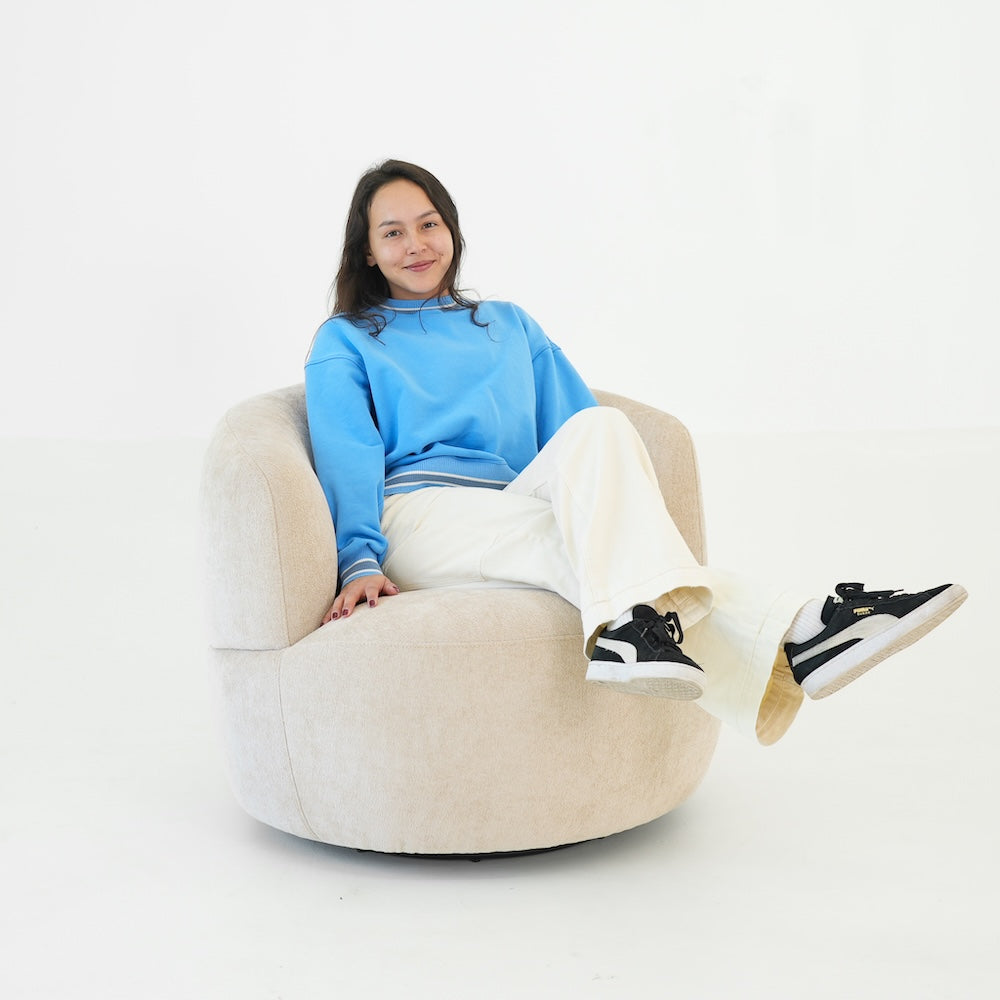 Lemon Sand Chenille Swivel Chair
