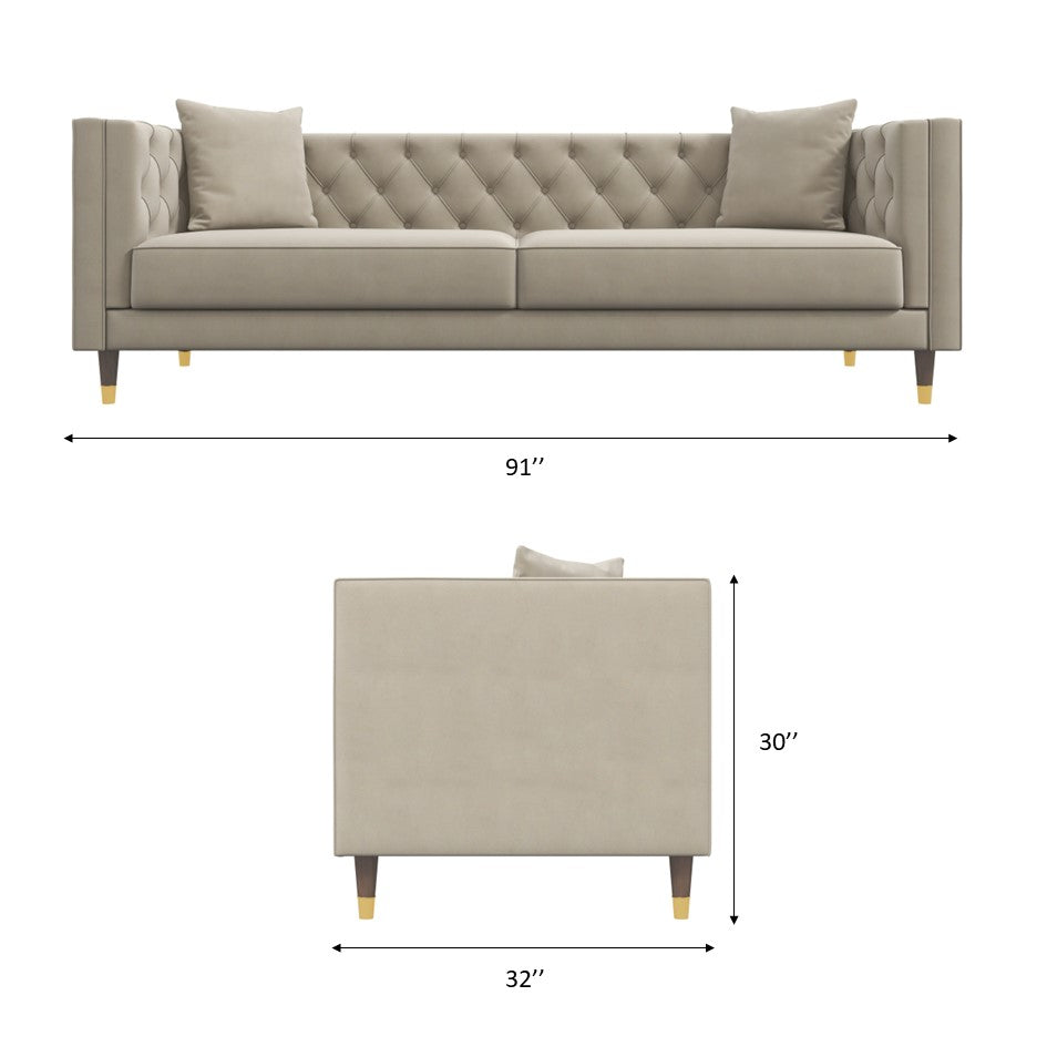 Lewis Light Gray Velvet Sofa