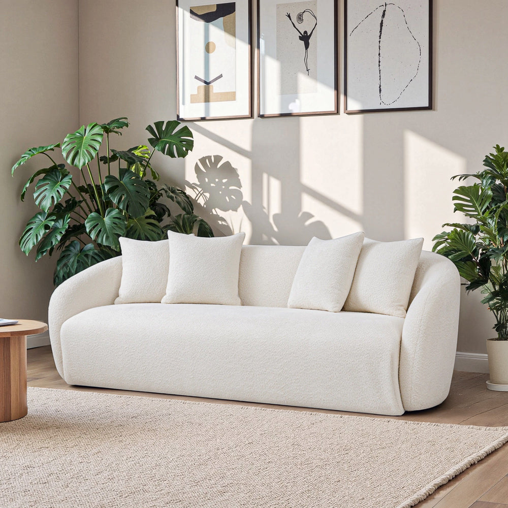 Lidia Ivory Boucle Japandi Style Sofa