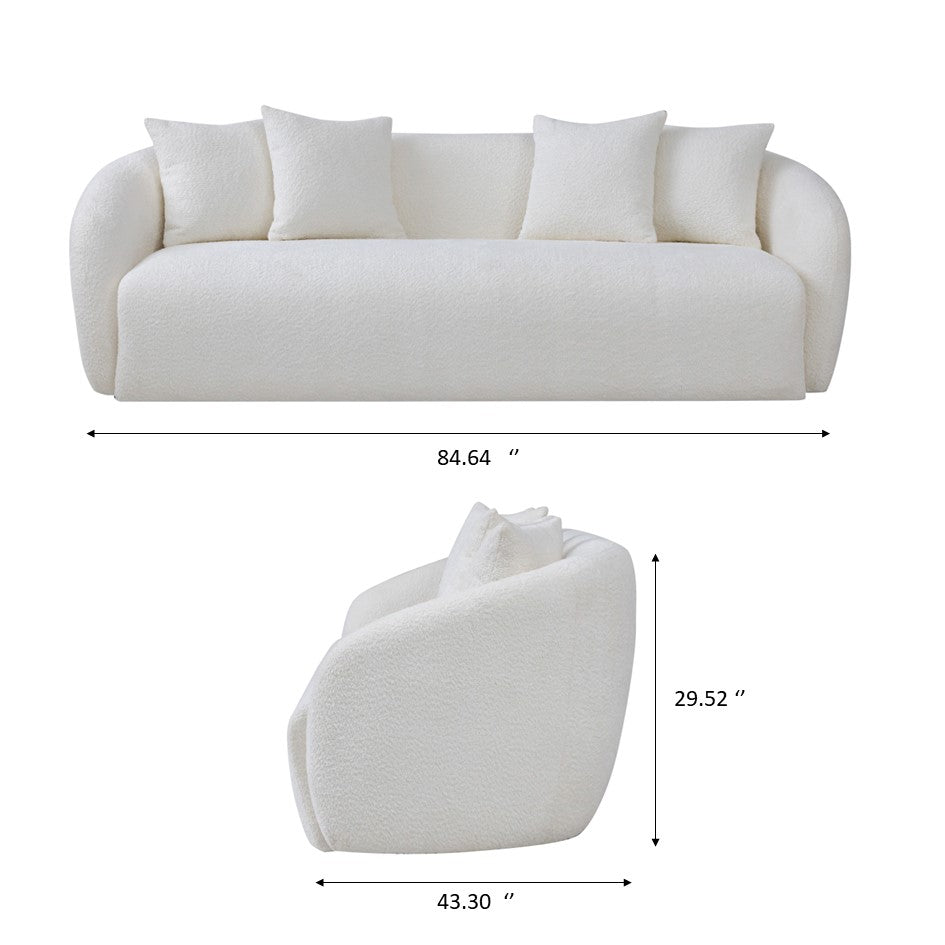Lidia Ivory Boucle Japandi Style Sofa