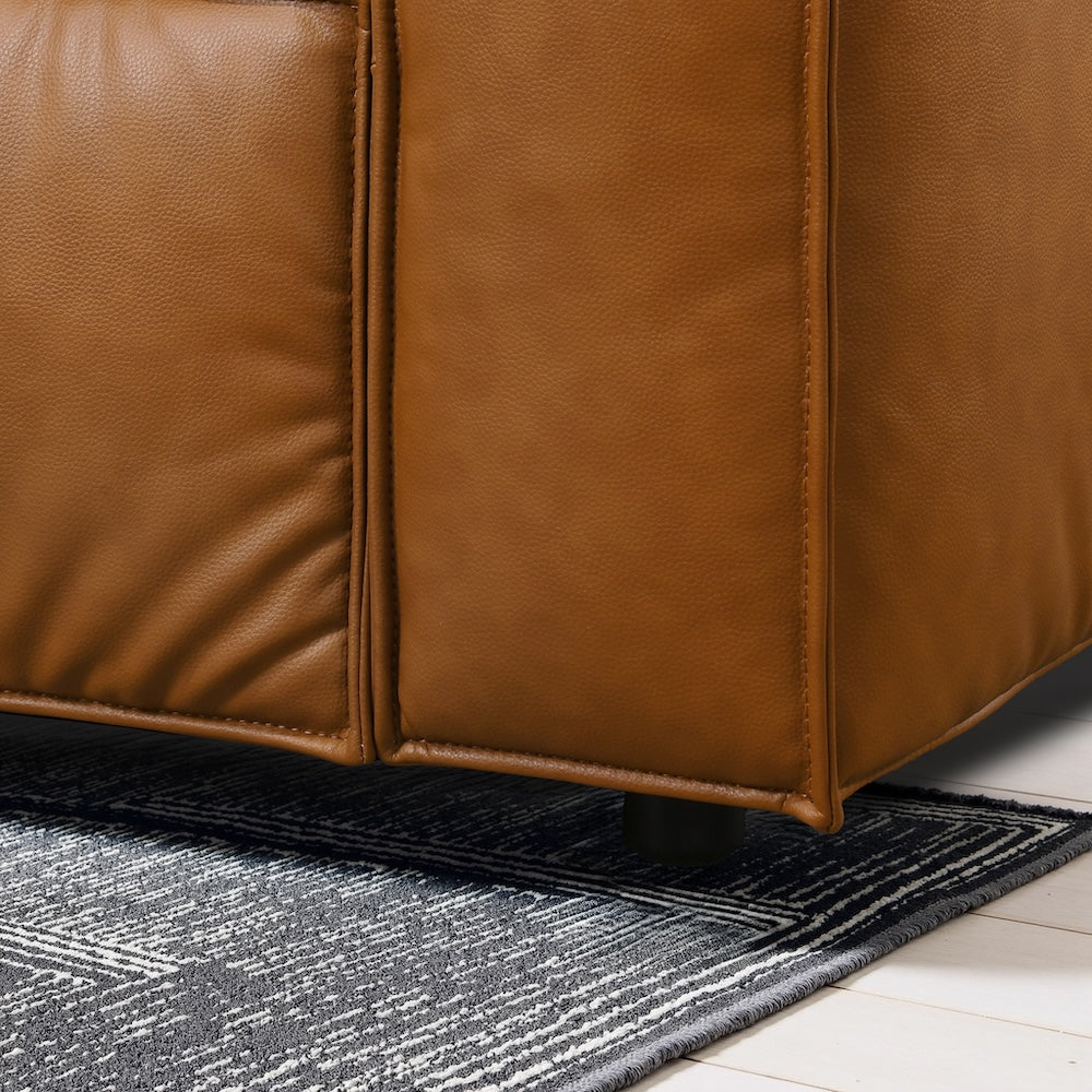 Logan Cognac Vegan Leather Corner Sectional Sofa