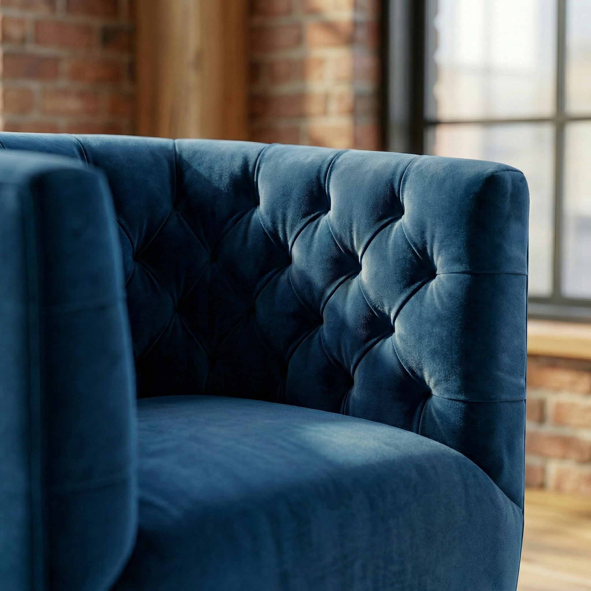 Lotte Blue Velvet Swivel Chair