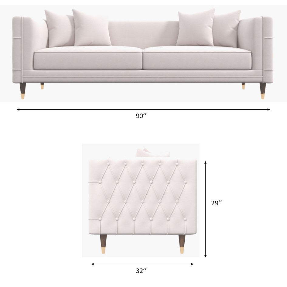 Mara Light Cream Velvet Sofa