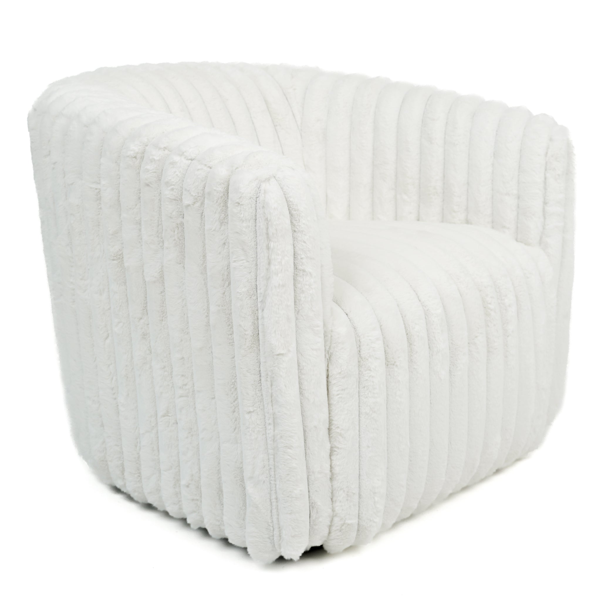 Mayfield White Soft Plush Fabric Swivel Chair