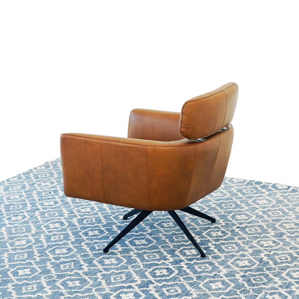 Megan Tan Leather Swivel Lounge Chair