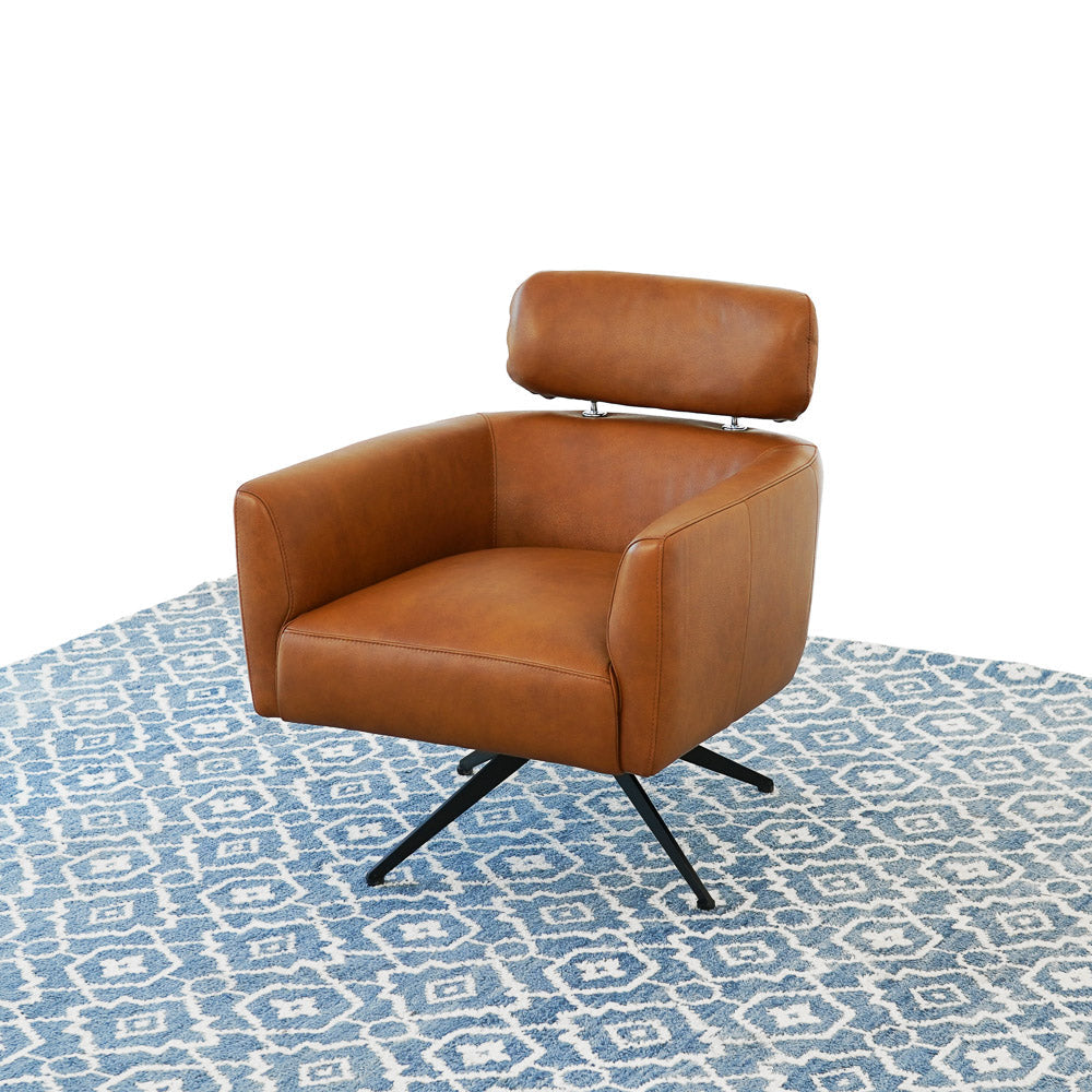 Megan Tan Leather Swivel Lounge Chair