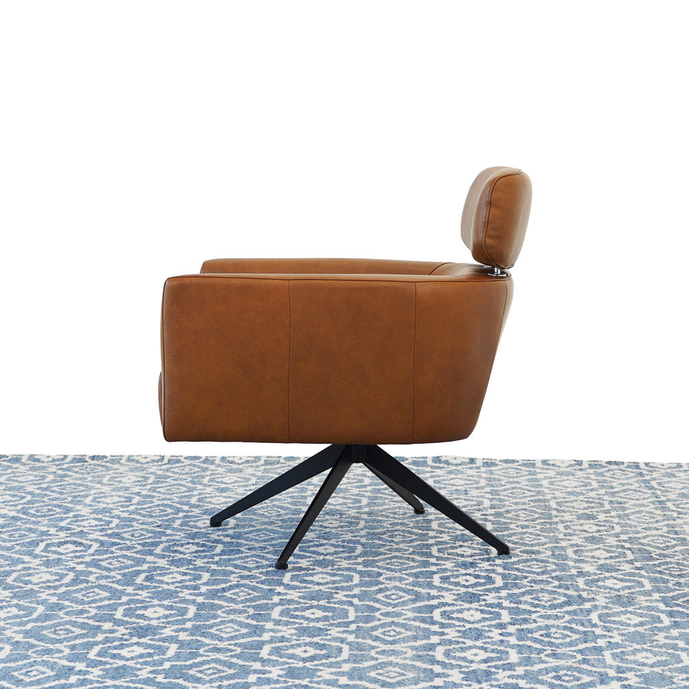 Megan Tan Leather Swivel Lounge Chair