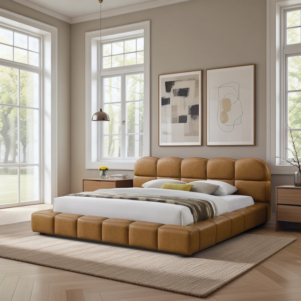 Melania Tan Vegan Leather King Bed