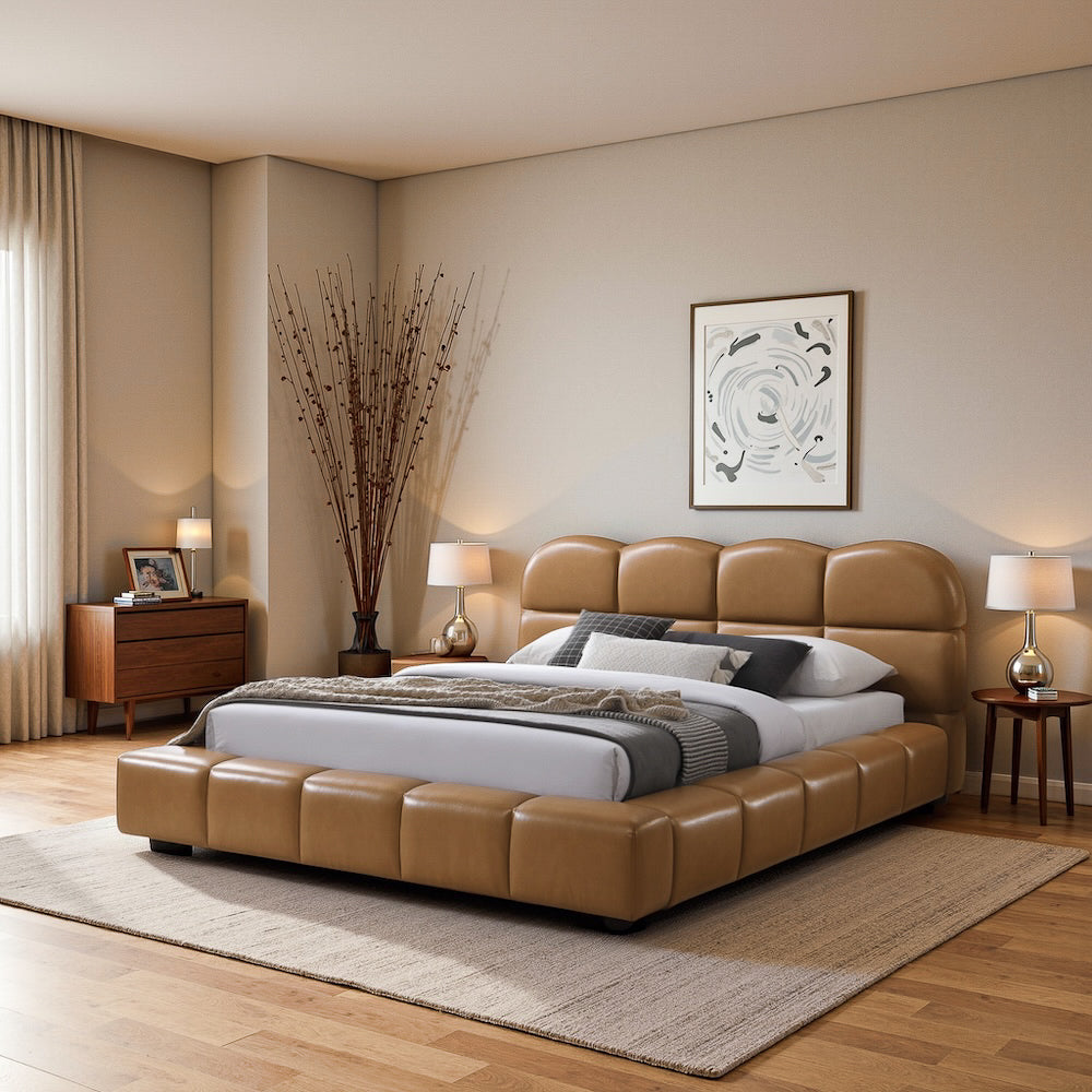 Melania Tan Vegan Leather Queen Bed