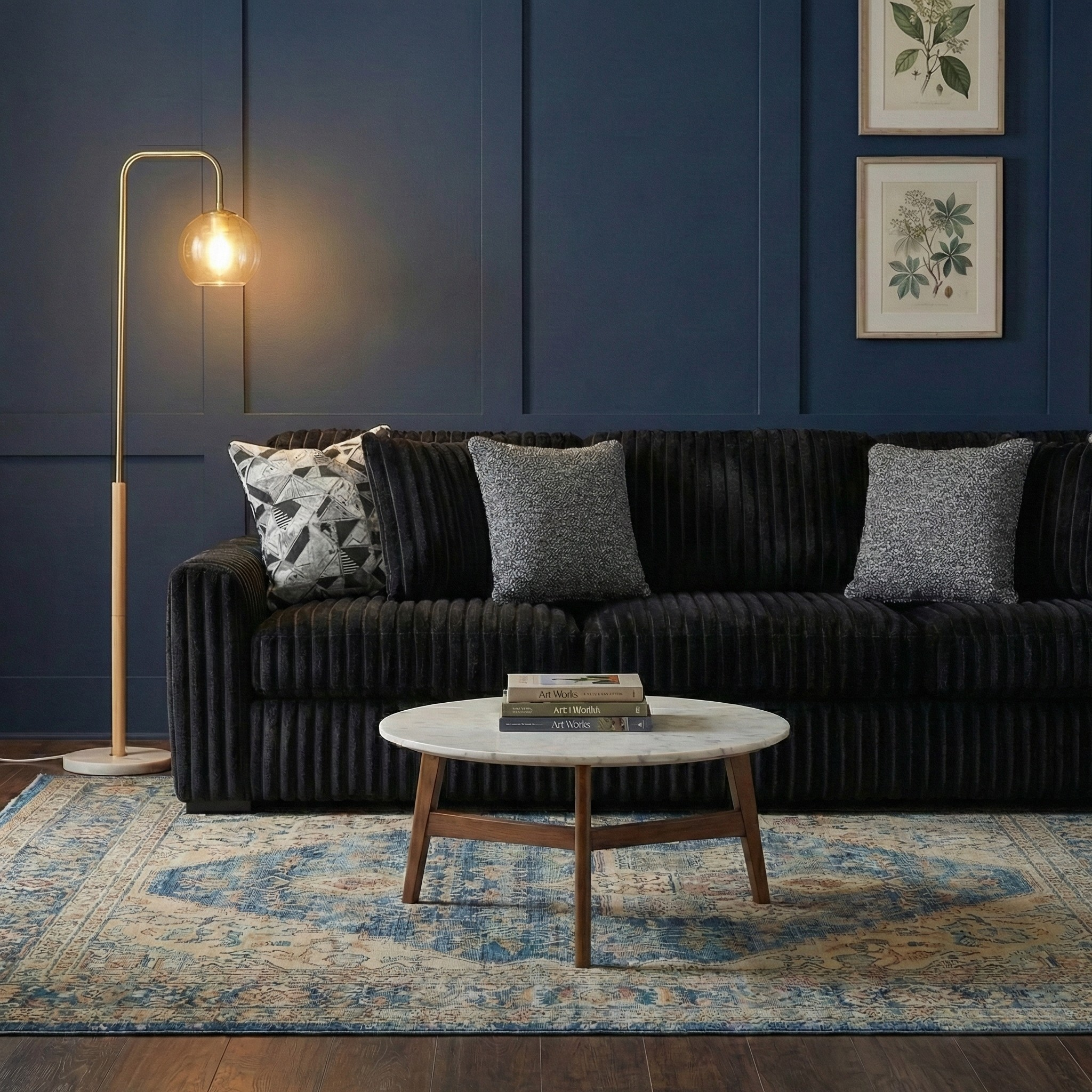 Midnight-Madness Corduroy Sofa