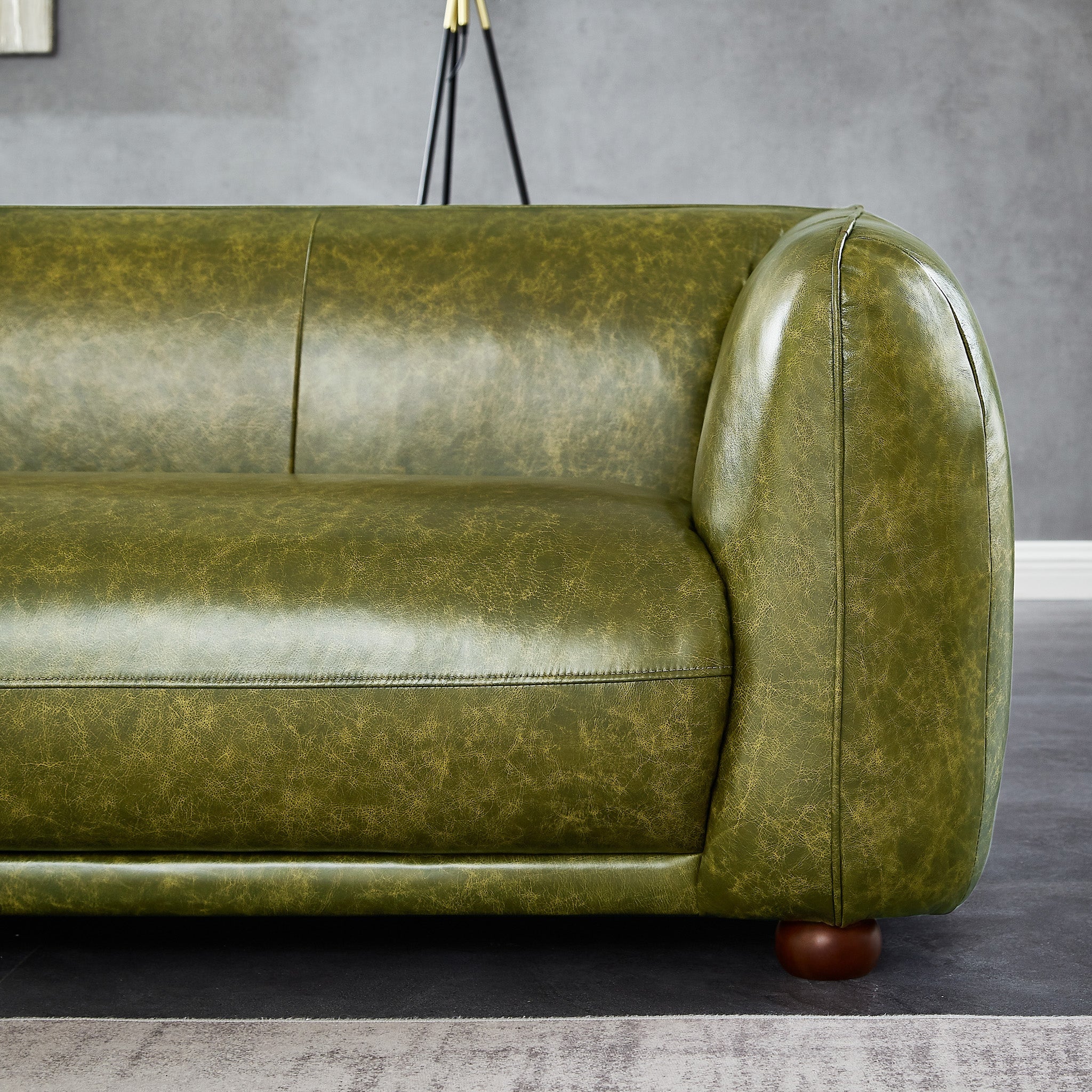 Miller Green Leather Sofa