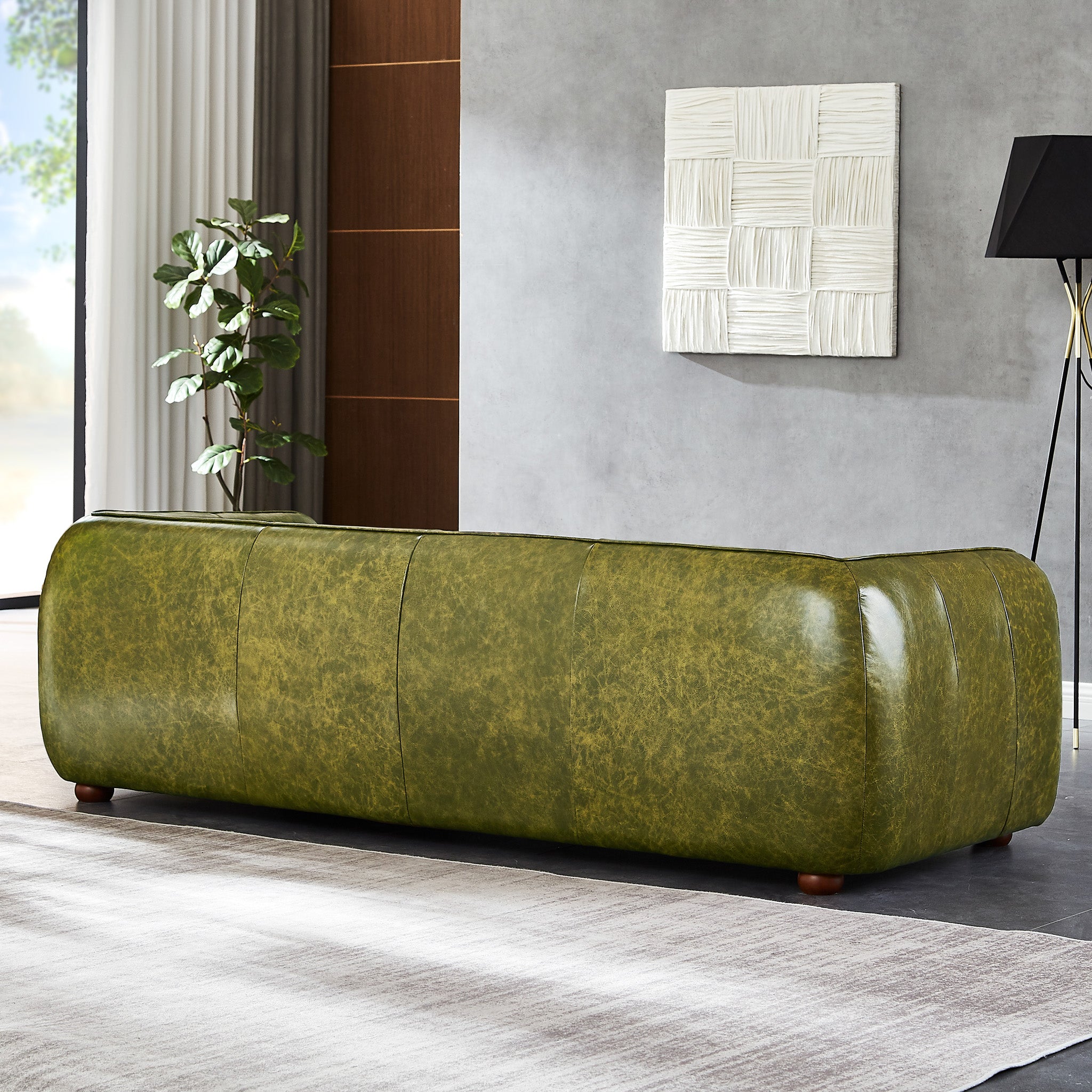 Miller Green Leather Sofa