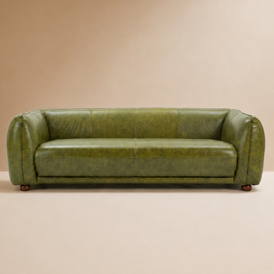 Miller Green Leather Sofa
