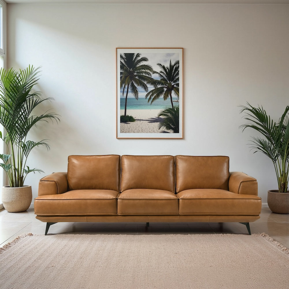 Nash Tan Leather Sofa
