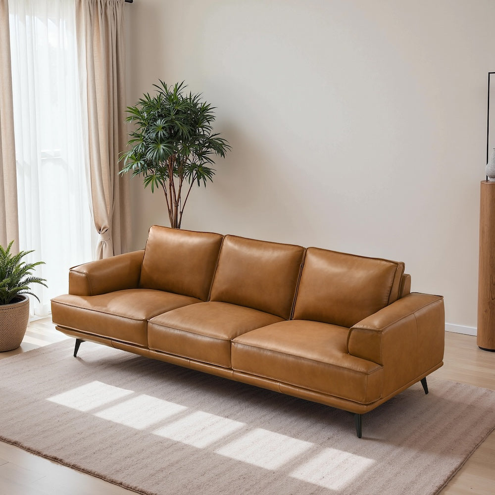 Nash Tan Leather Sofa