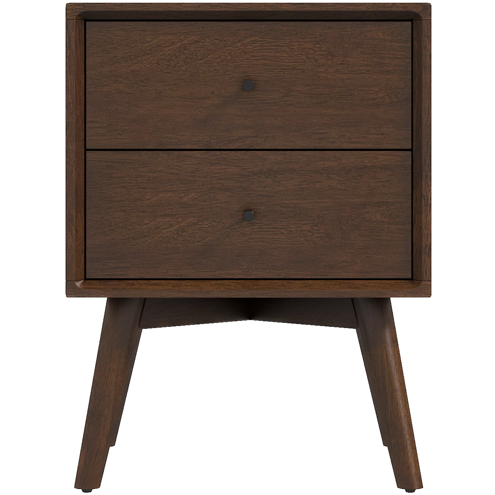 Noak Mid Century Modern Style Nightstand Walnut 2-Drawers