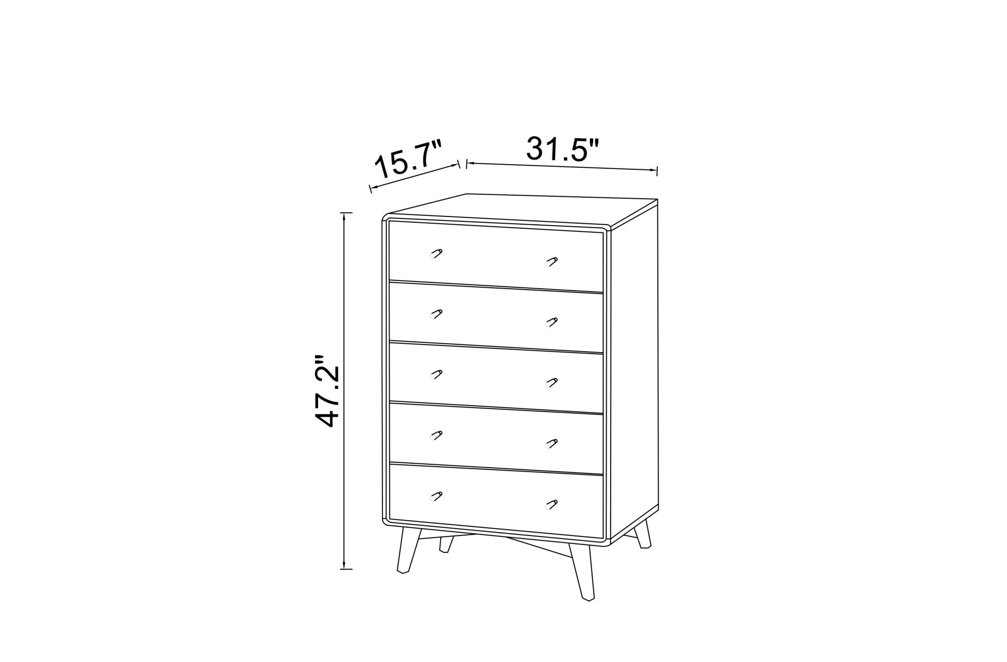 Noak Mid-Century Modern Walnut Dresser with 5 Drawers