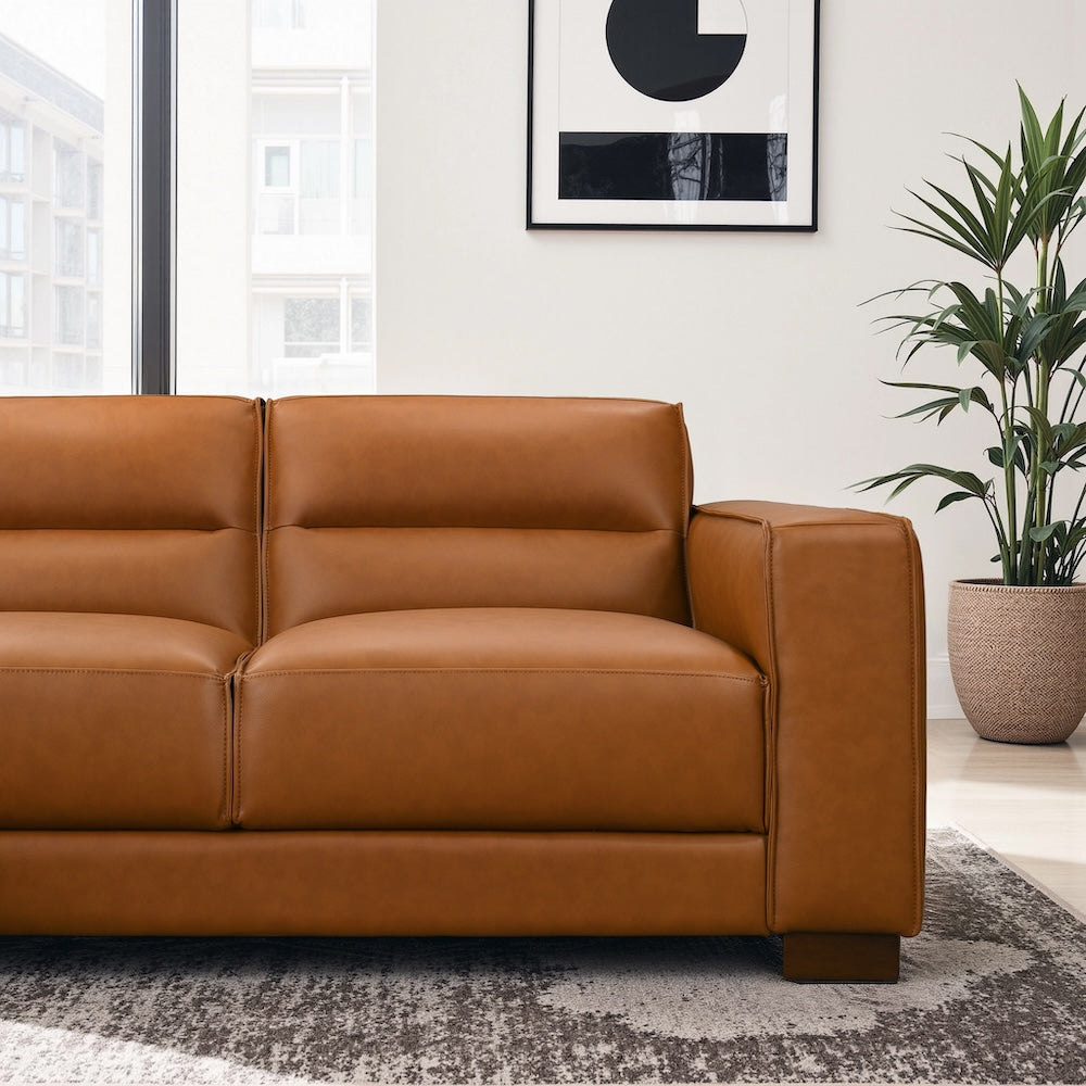 Oliver Left-Facing Cognac Vegan Leather Sectional Sofa