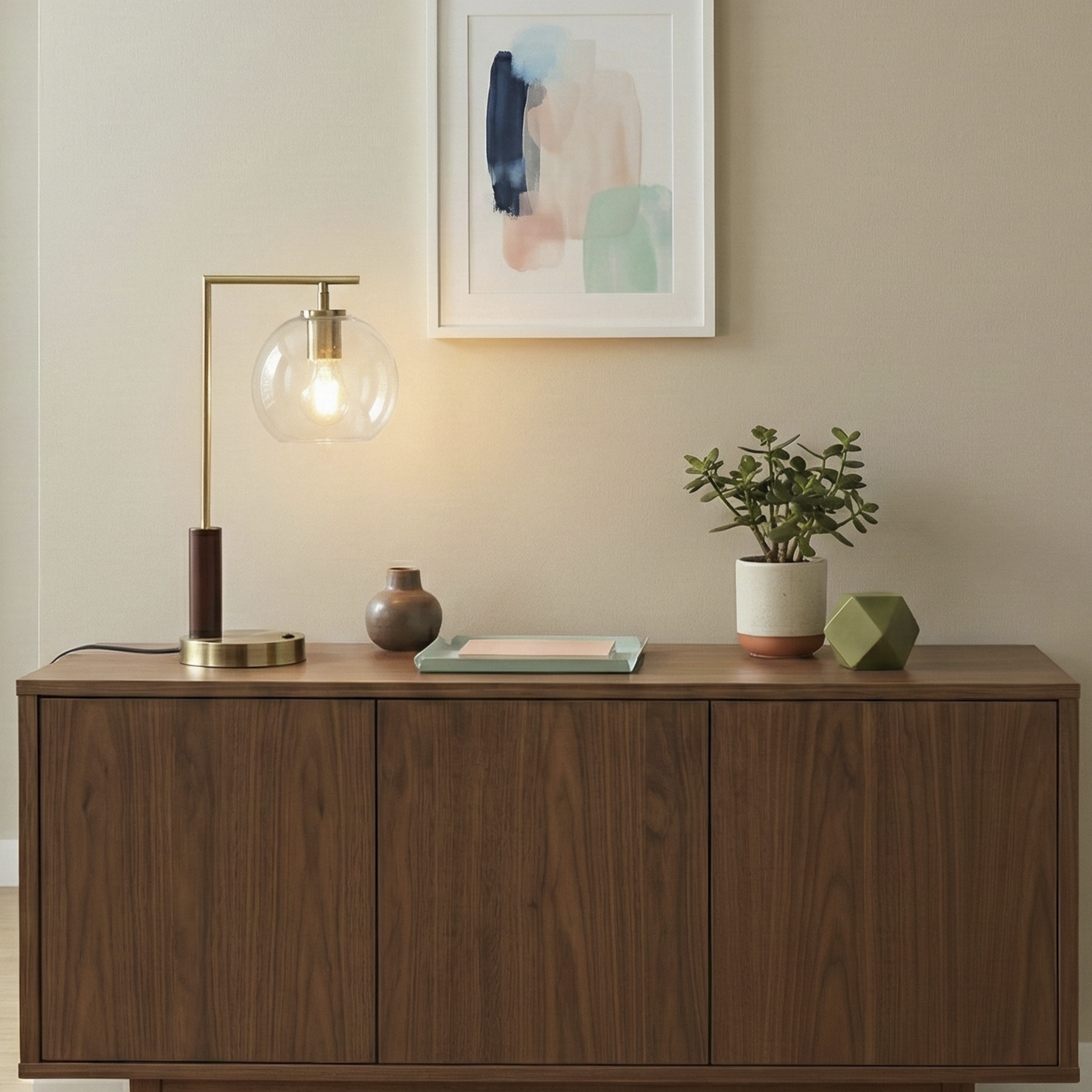 Orion Right Angle Glass Table Lamp - Bronze