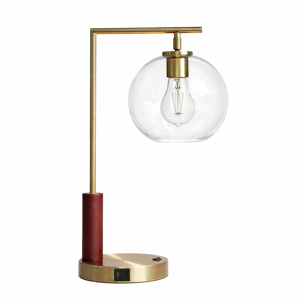Orion Right Angle Glass Table Lamp - Bronze