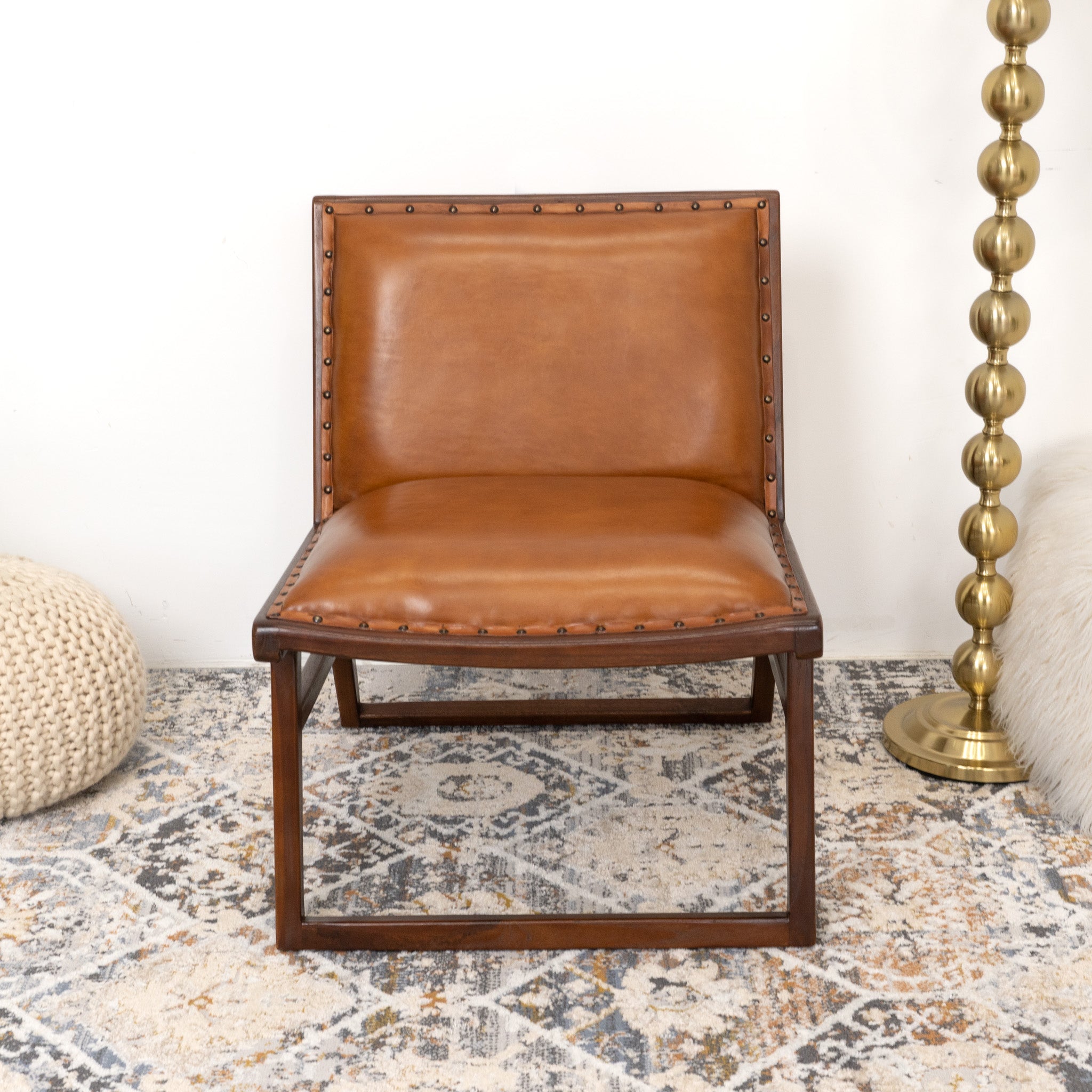 Pohan Leather Lounge Chair - Tan