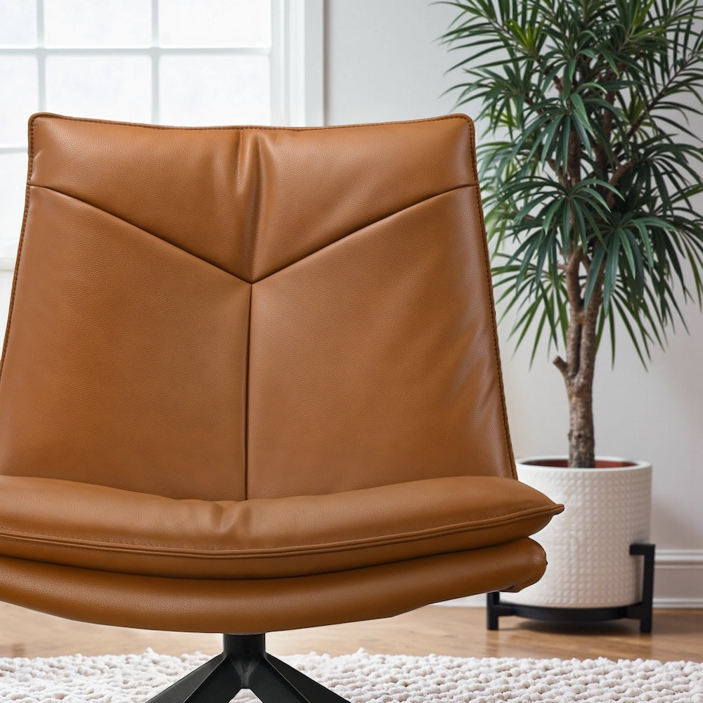 Reese Cognac Vegan Leather Swivel Chair