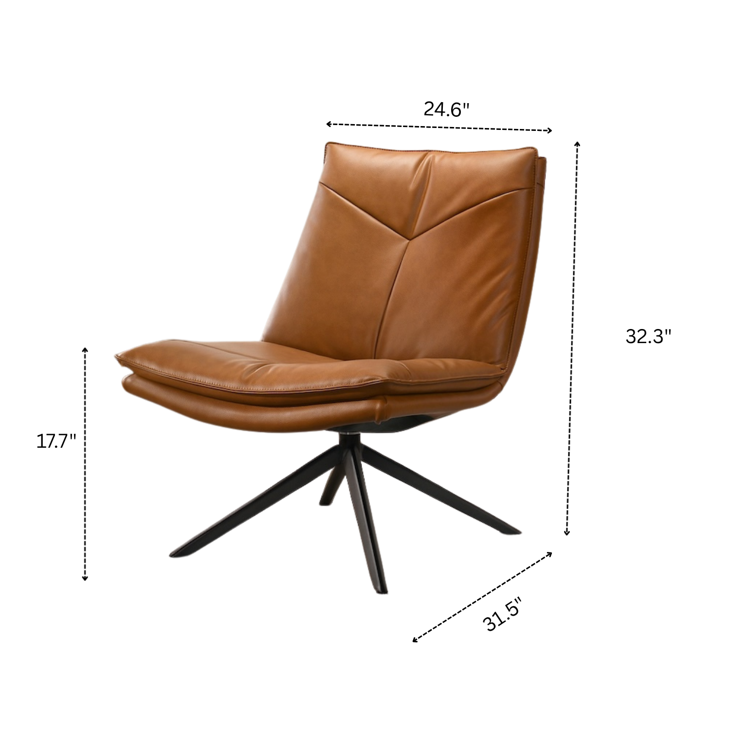 Reese Cognac Vegan Leather Swivel Chair