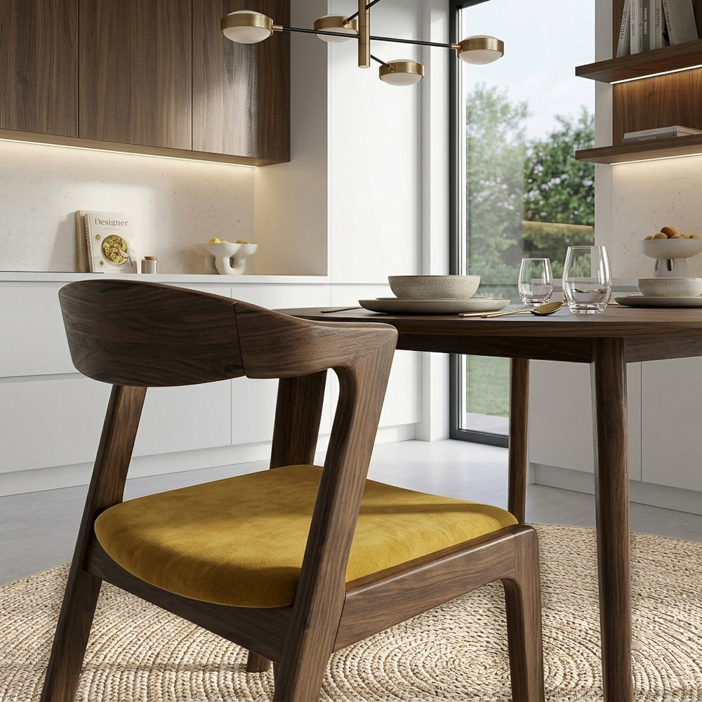 Reggie Dark Yellow Velvet Dining Chair - Set of 2