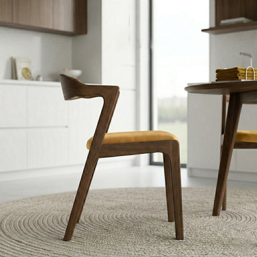 Reggie Dark Yellow Velvet Dining Chair - Set of 2