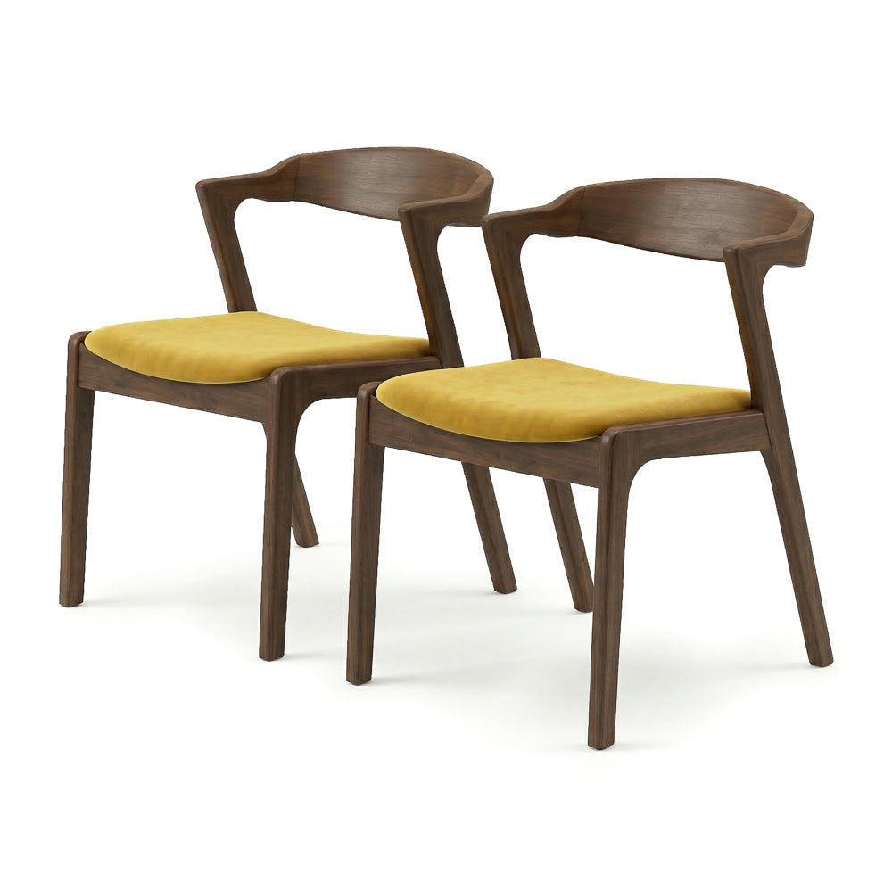 Reggie Dark Yellow Velvet Dining Chair - Set of 2