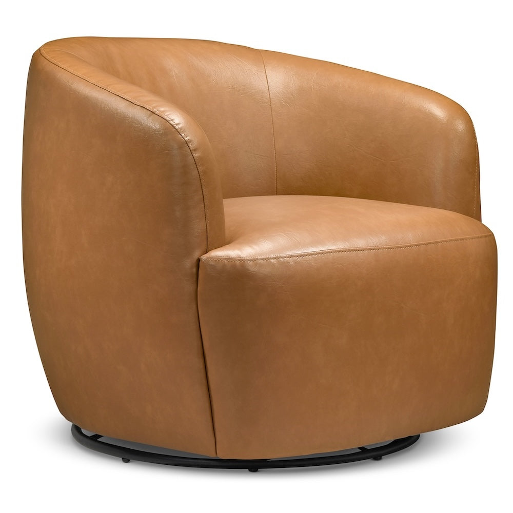 Rivet Tan Vegan Leather Swivel Chair