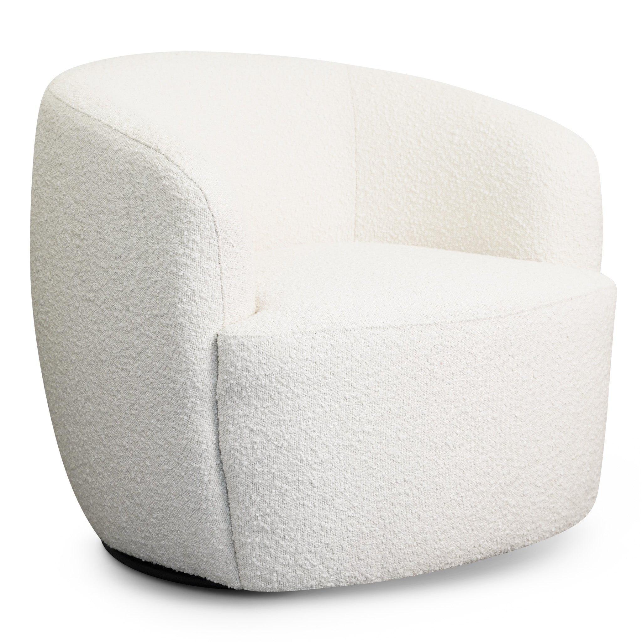 Rivet White Boucle Swivel Chair