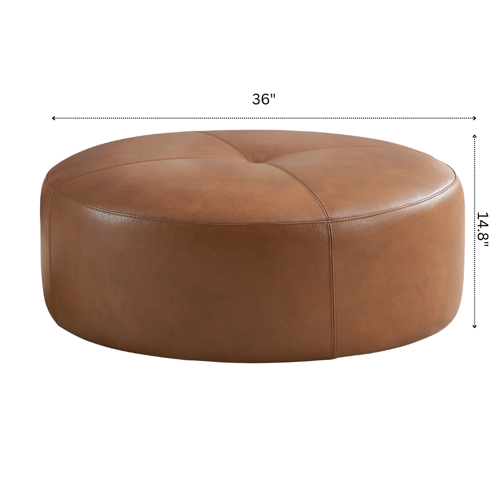 Rochelle Tan Leather Ottoman