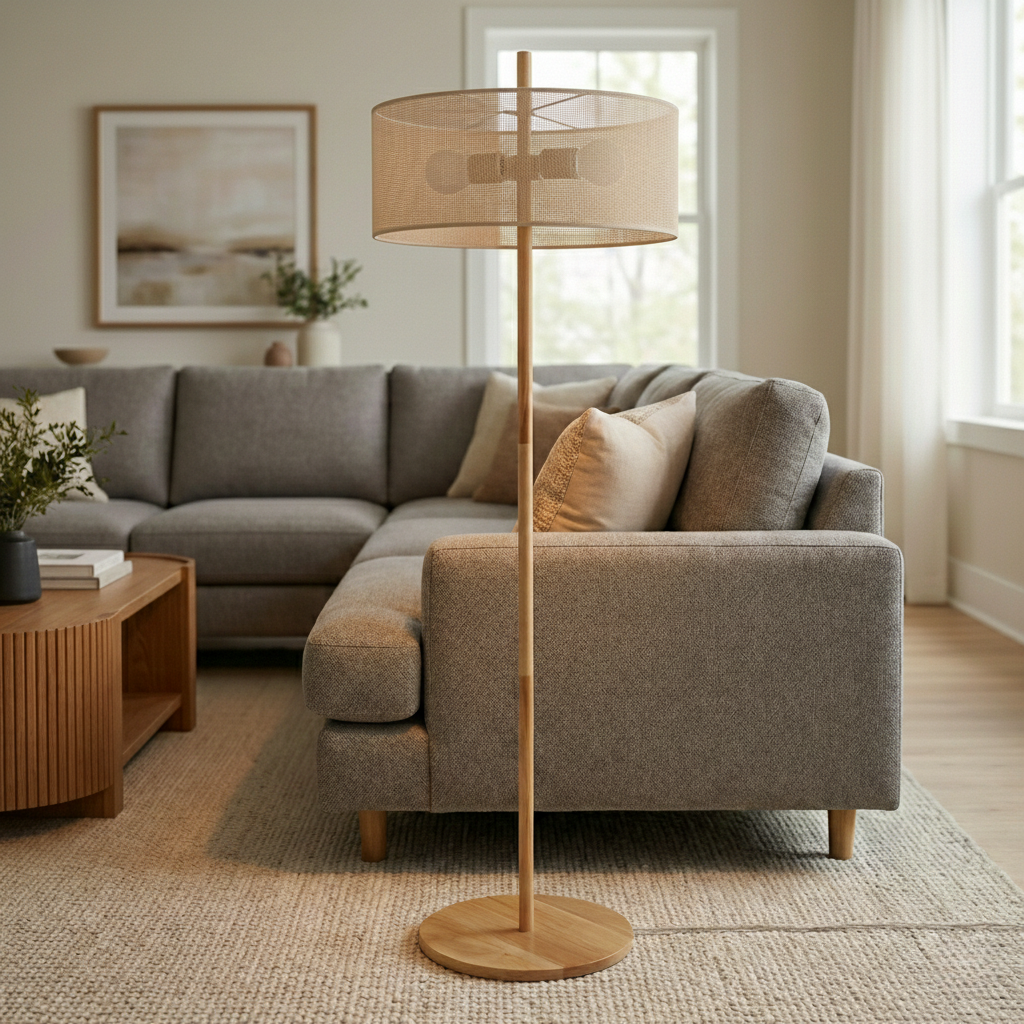 Shimmer Floor Lamp - Oak + Natural