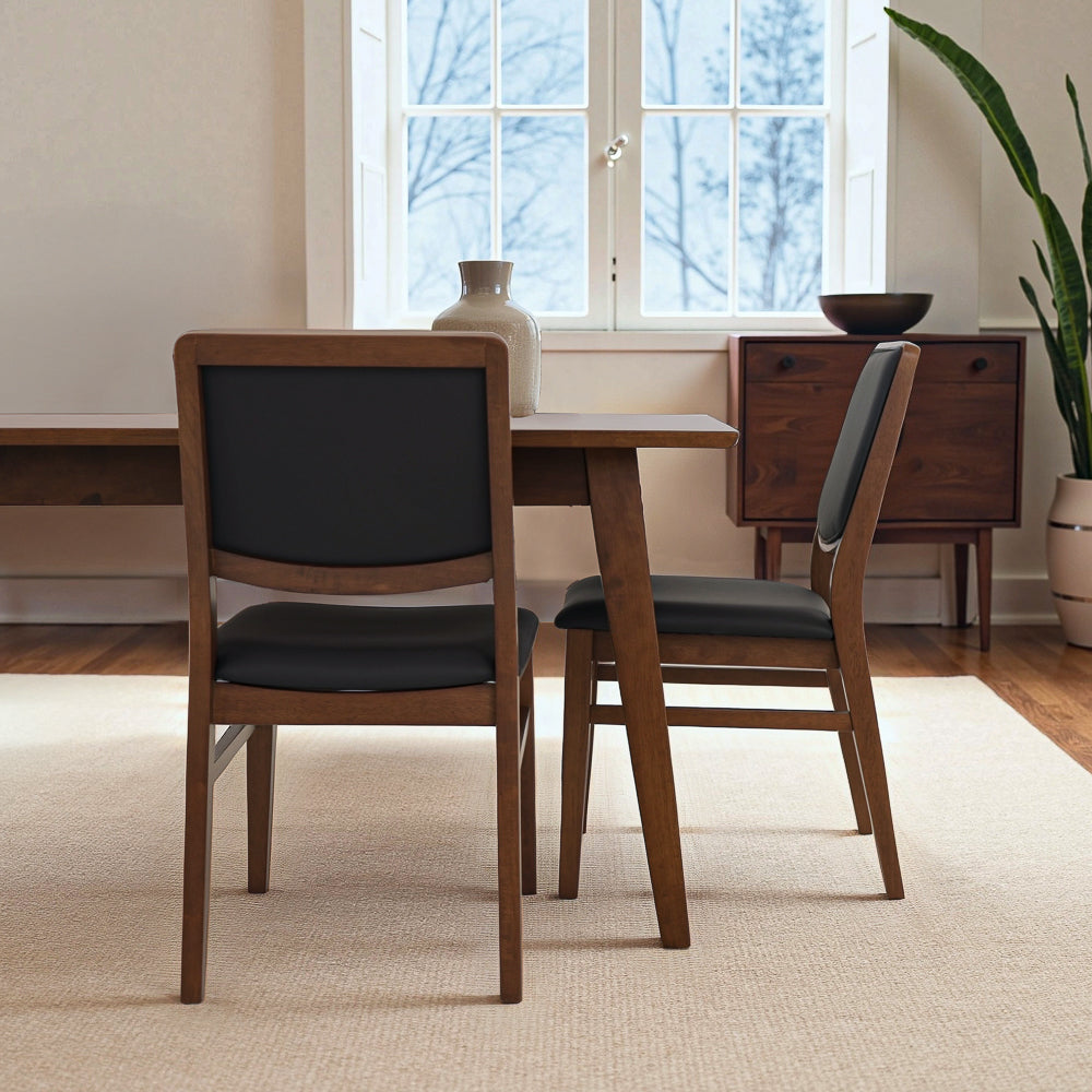 Sidera Black Vegan Leather Dining Chair Set of 2