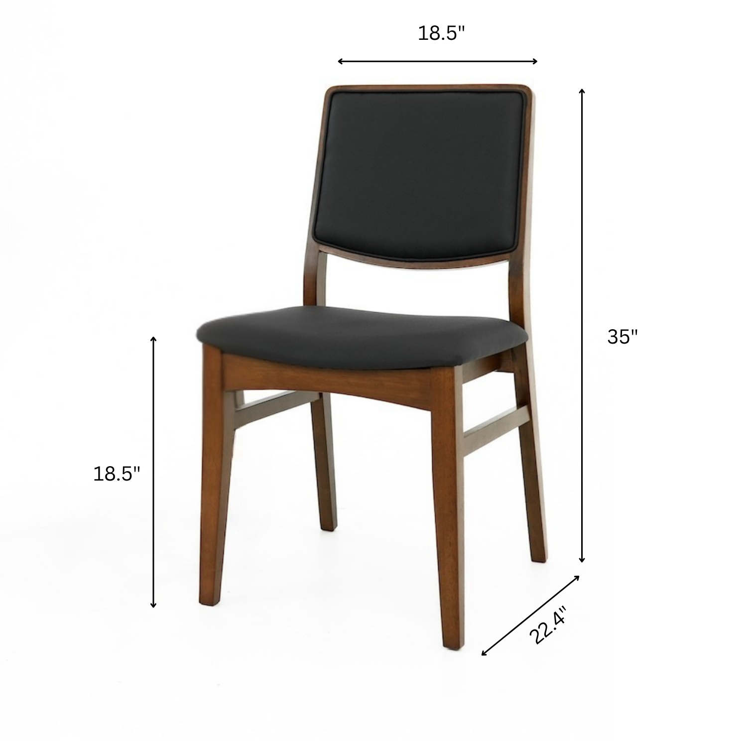 Sidera Black Vegan Leather Dining Chair Set of 2