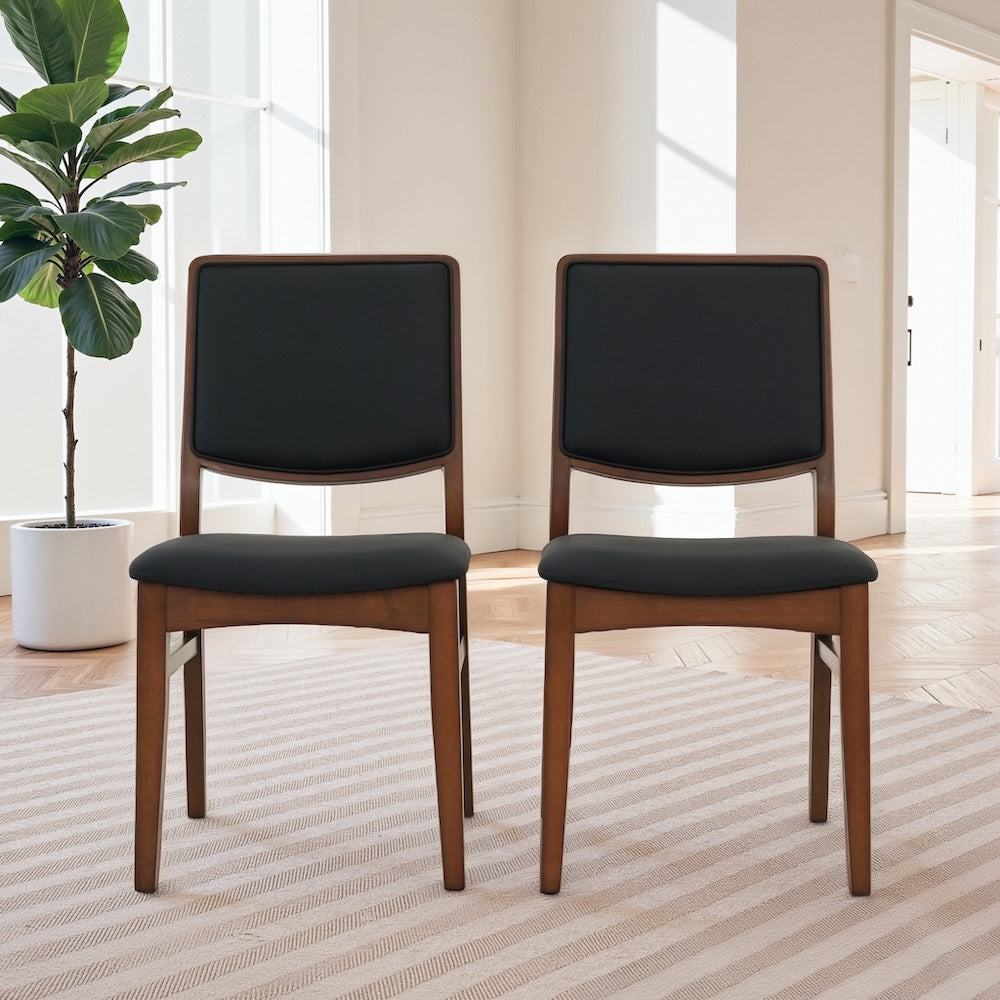 Sidera Black Vegan Leather Dining Chair Set of 2