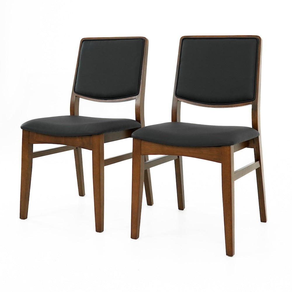 Sidera Black Vegan Leather Dining Chair Set of 2