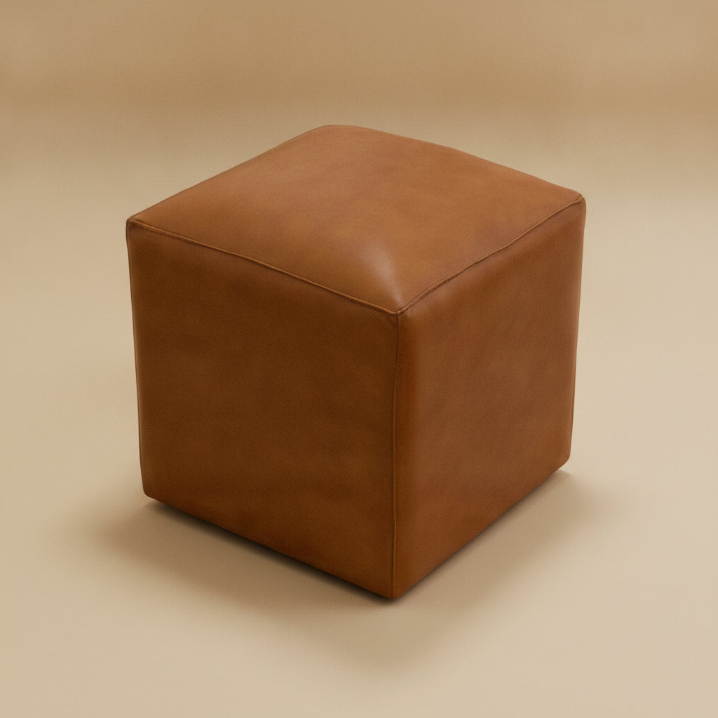 Sislo Tan Leather Ottoman