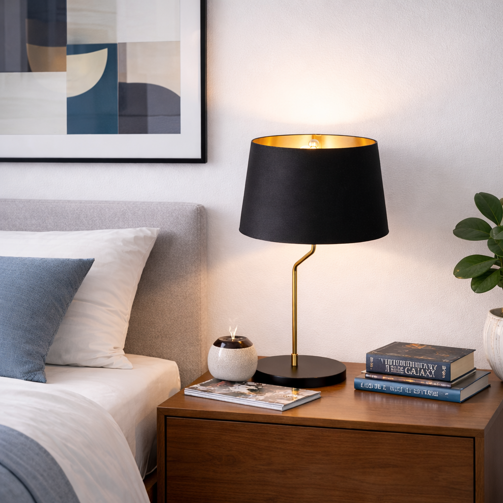 Solstice Table Lamp - Black outer - Gold inner