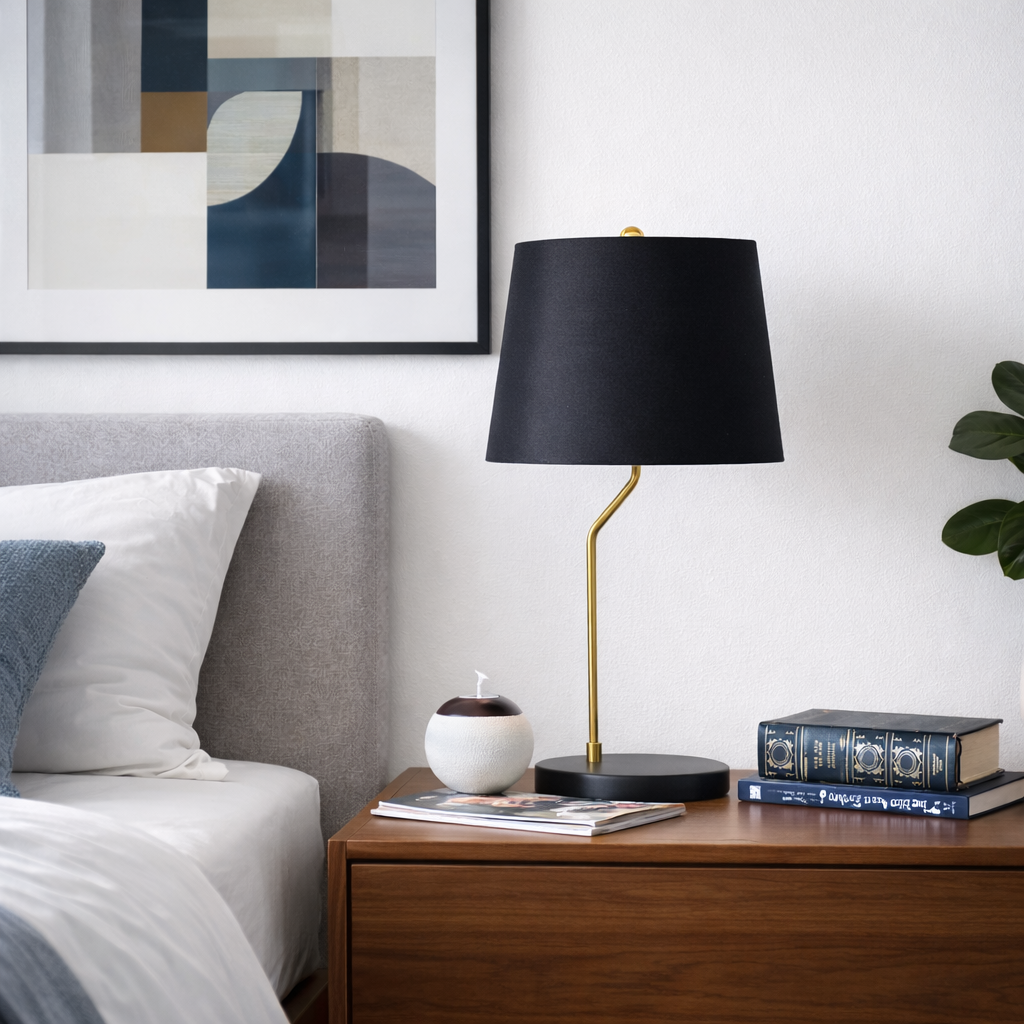 Solstice Table Lamp - Black outer - Gold inner
