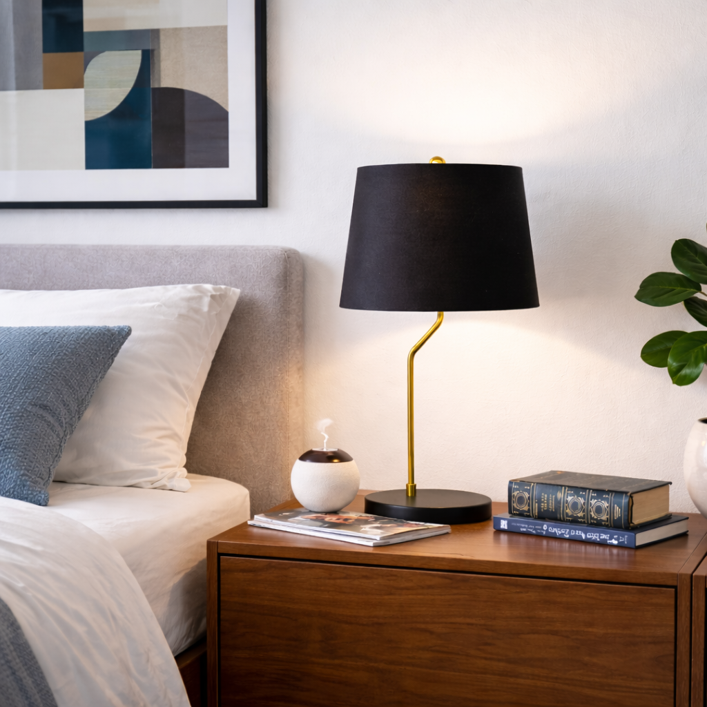 Solstice Table Lamp - Black outer - Gold inner