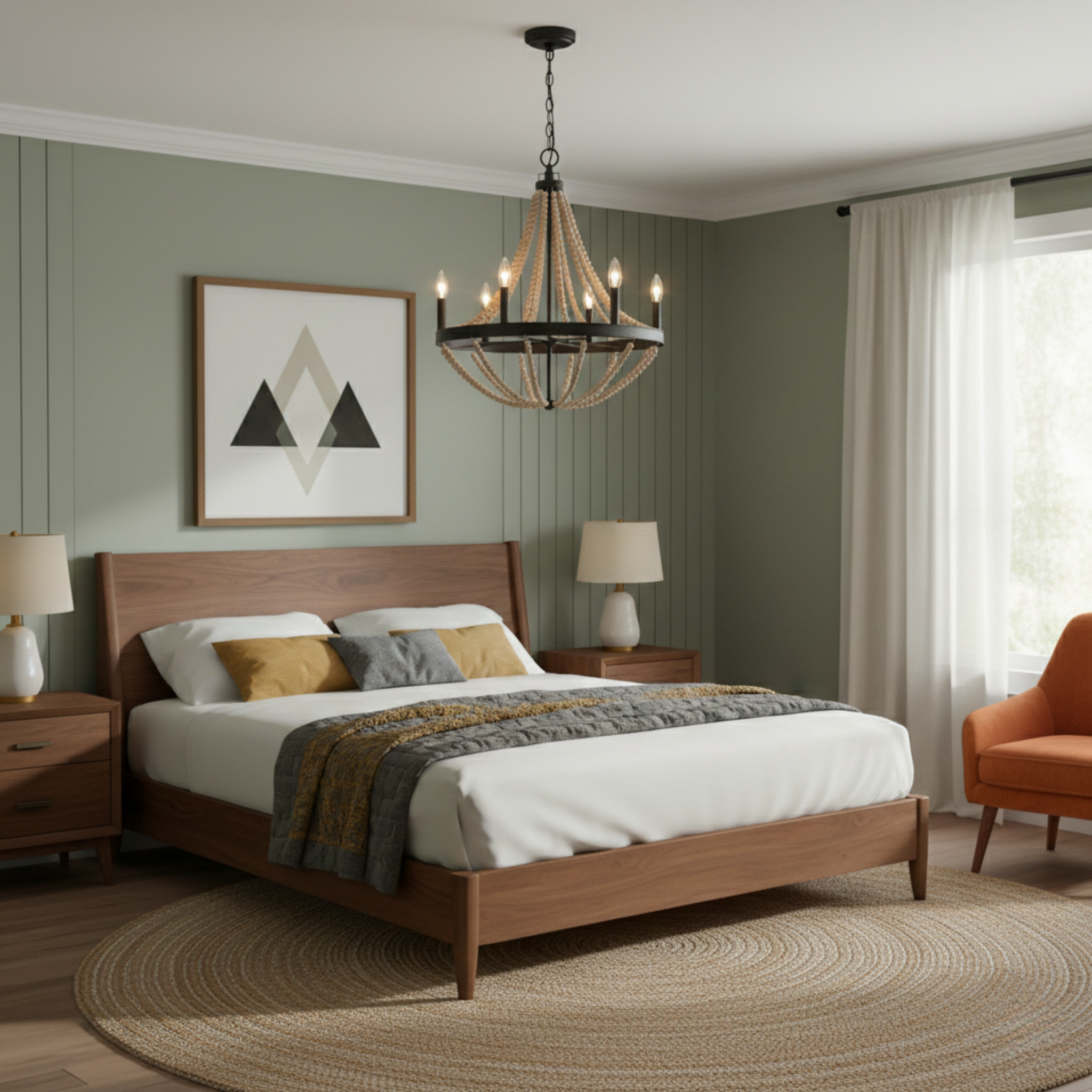 Starry 6-Light Wood Beaded Chandelier